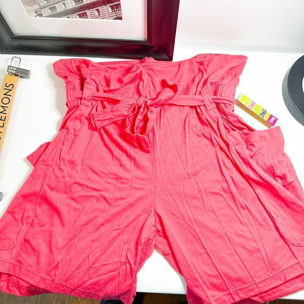Zumba NWT! Women's Oh, Rion’s Belted Shorts in Cosmo Pink Dance Fitness Size XXL